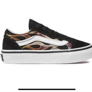 Vans Old Skool Sk8 Black and Gold Flame Sneakers